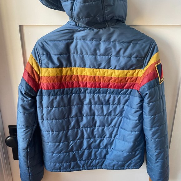 4 STRIPE RAINBOW SLEEVE JACKET WITH HOOD  - SNORKEL BLUE - Picture 9 of 15